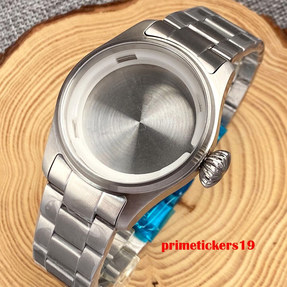 39mm Pilot Watch Case Bracelet Sapphire Big Crown 20bar Fit NH35 NH36 NH34 Movt