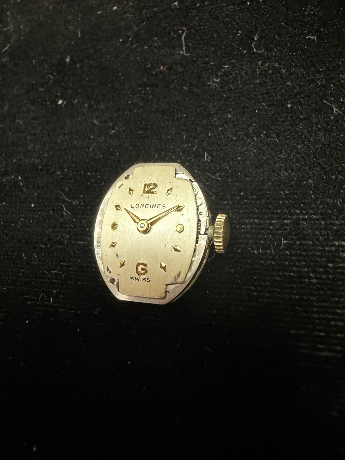 LONGINES 5LN 17J WATCH MOVEMENT & DIAL VINTAGE FOR PARTS OR REPAIR