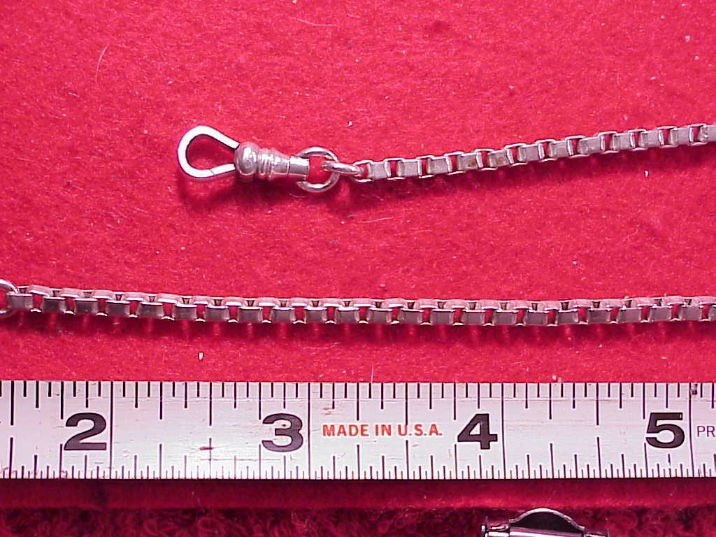 VINTAGE SNAKE SHEPHERD HOOK SILVERPLATED POCKET WATCH CHAIN EARLY BOXLINK 13.25″