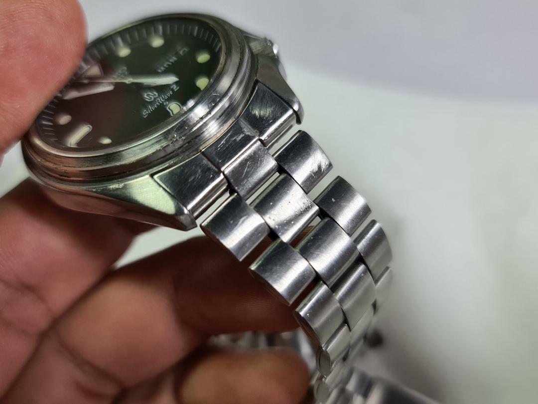 RARE GENUINE USED FISHBONE BRACELET BAND SEIKO QUARTZ SPORTS SILVER WAVE 7546