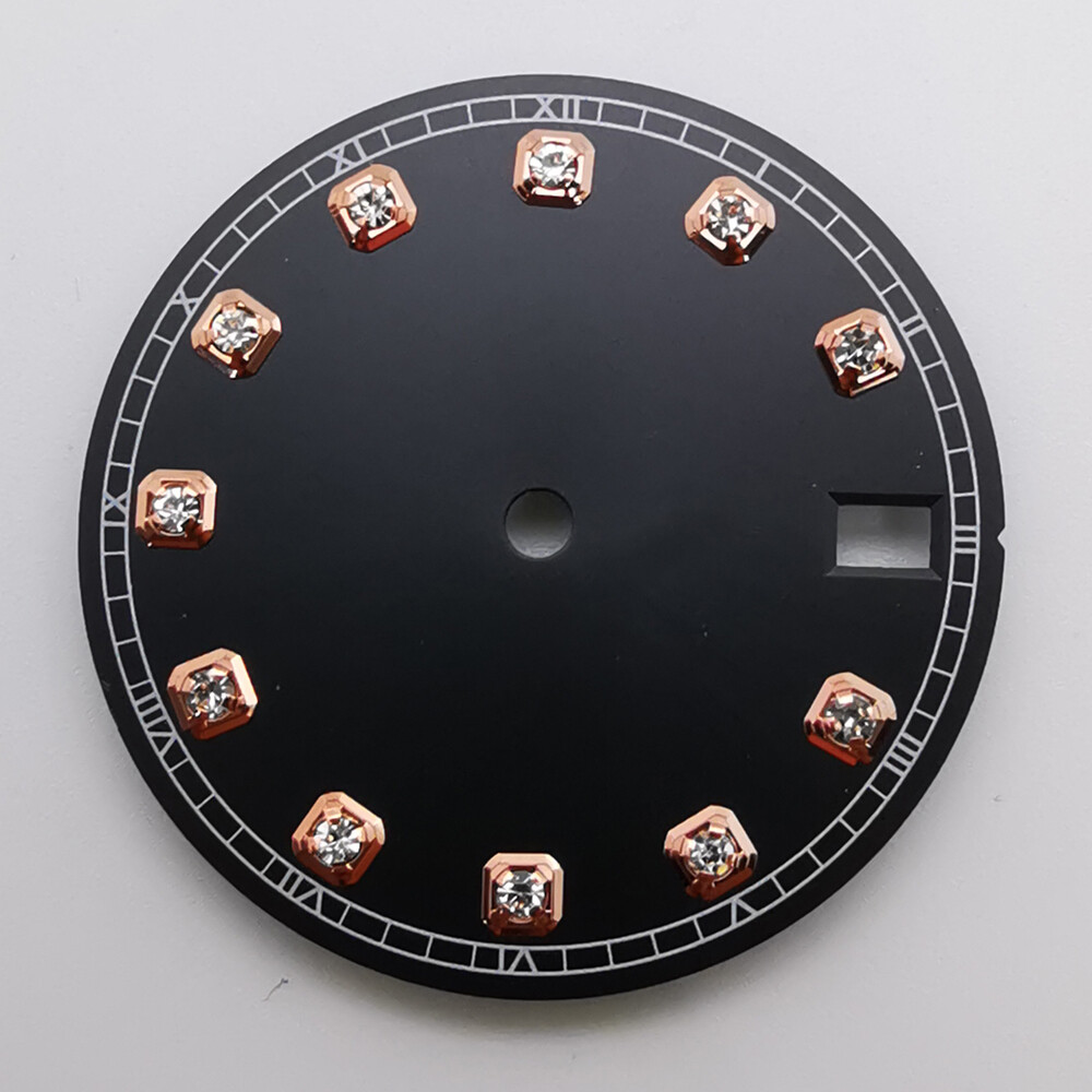 28.5mm black white blue green sterile diamond watch dial fit NH35 movement