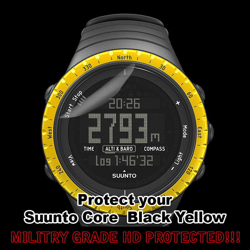 Suunto Core Black Yellow HD Clear Crystal Protector Ant-Scratch set 2