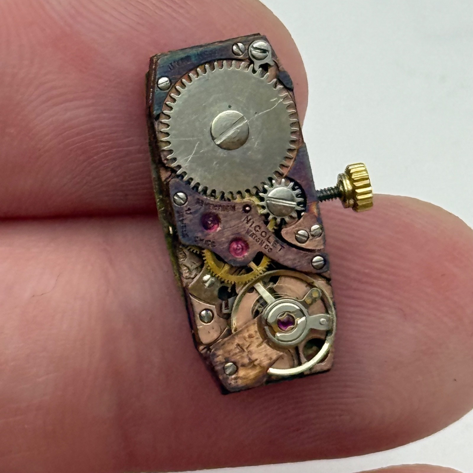 Bulova Watch Movement Baguette Tank Nicolet Ladies Vintage Swiss For Parts 9mm