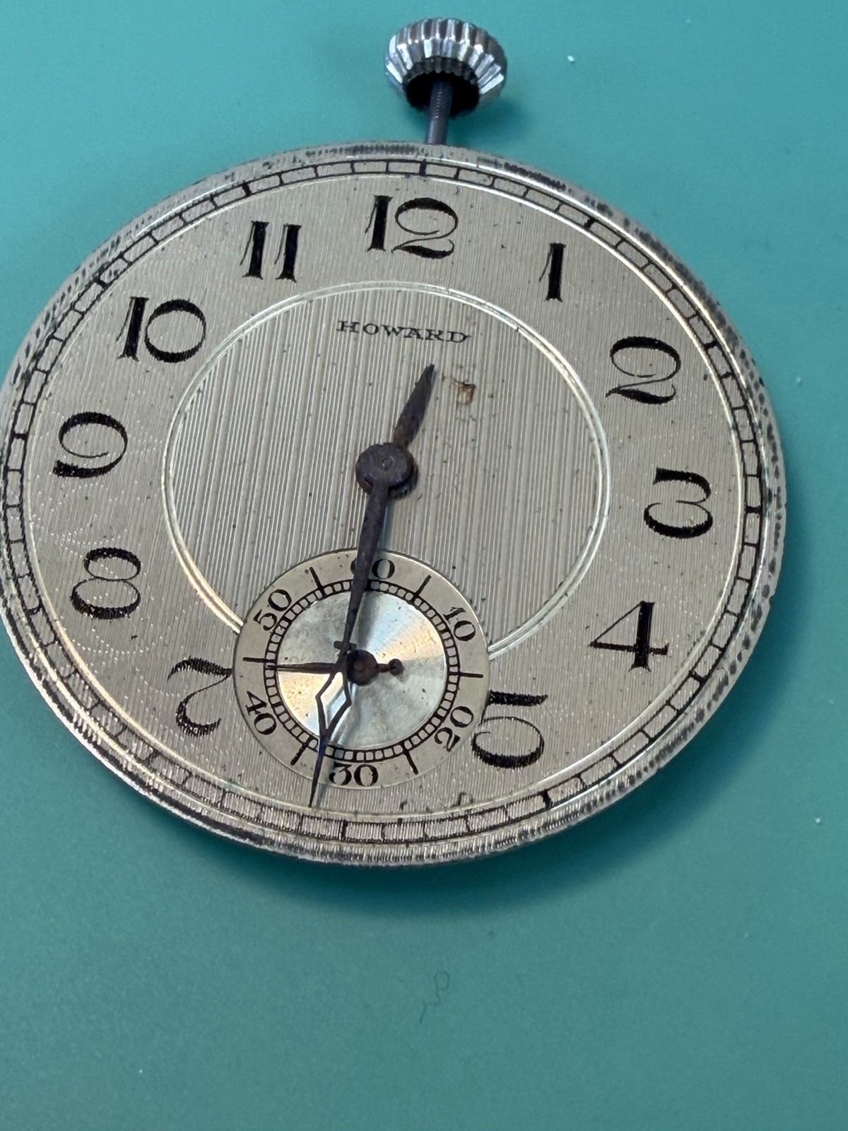 Vintage Howard 12s 17J Art Deco Pocket Watch Movement Parts Good Balance