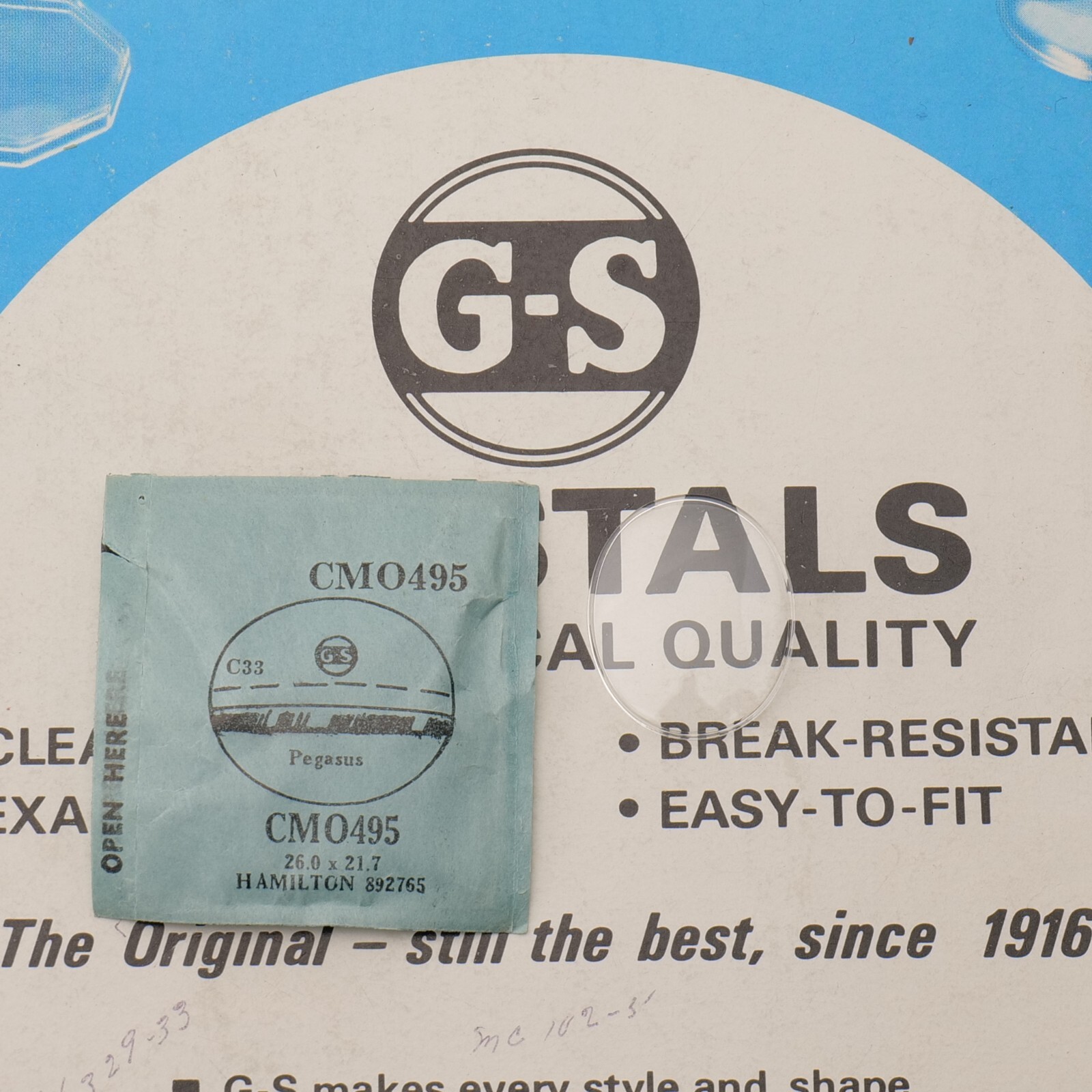 Vintage NOS GS Watch Crystal CMO495 Hamilton – 26.0 x 21.7mm NEW (MH-MQ)