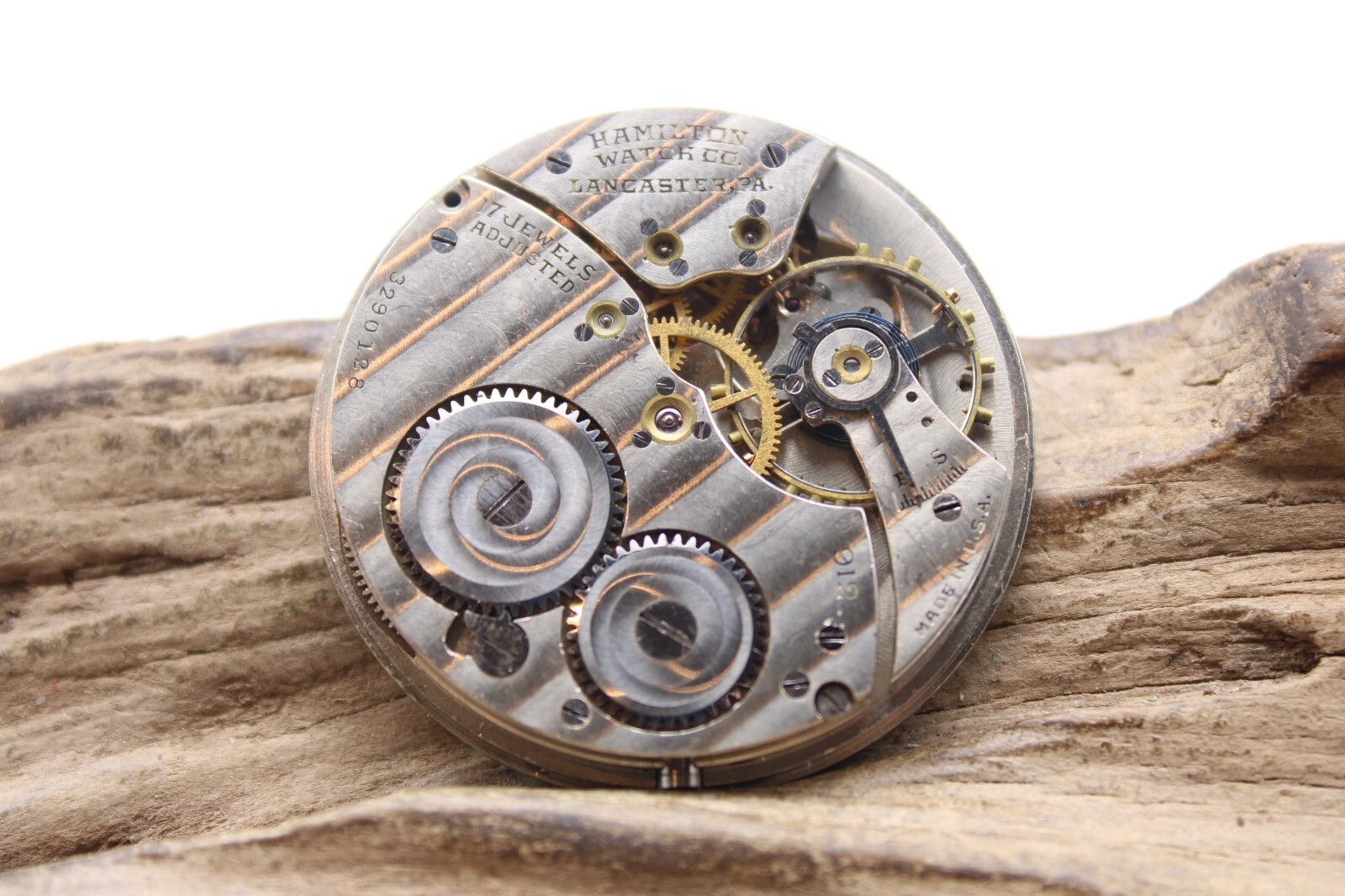 1928 HAMILTON POCKET WATCH MOVEMENT 3290128 GRADE 912 12s 17j (GO2)