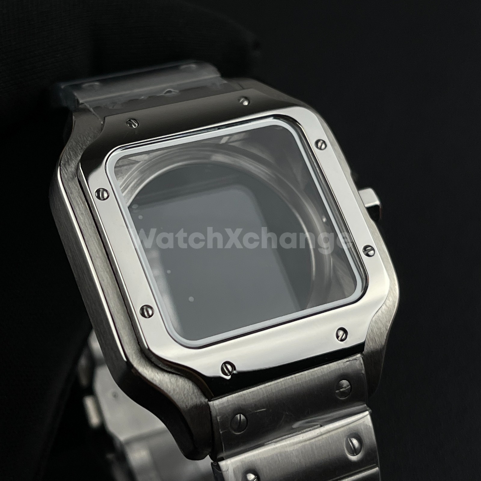 Silver 38mm Square Watch Case Stainless Steel NH35 4R35 NH36 4R36 Movements