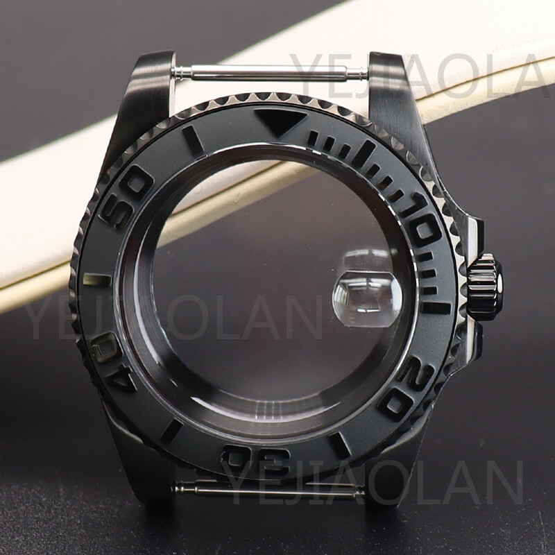 PVD Black 40mm Watch Case Yacht Ceramic Insertion Frame For Seiko Nh35 Movement