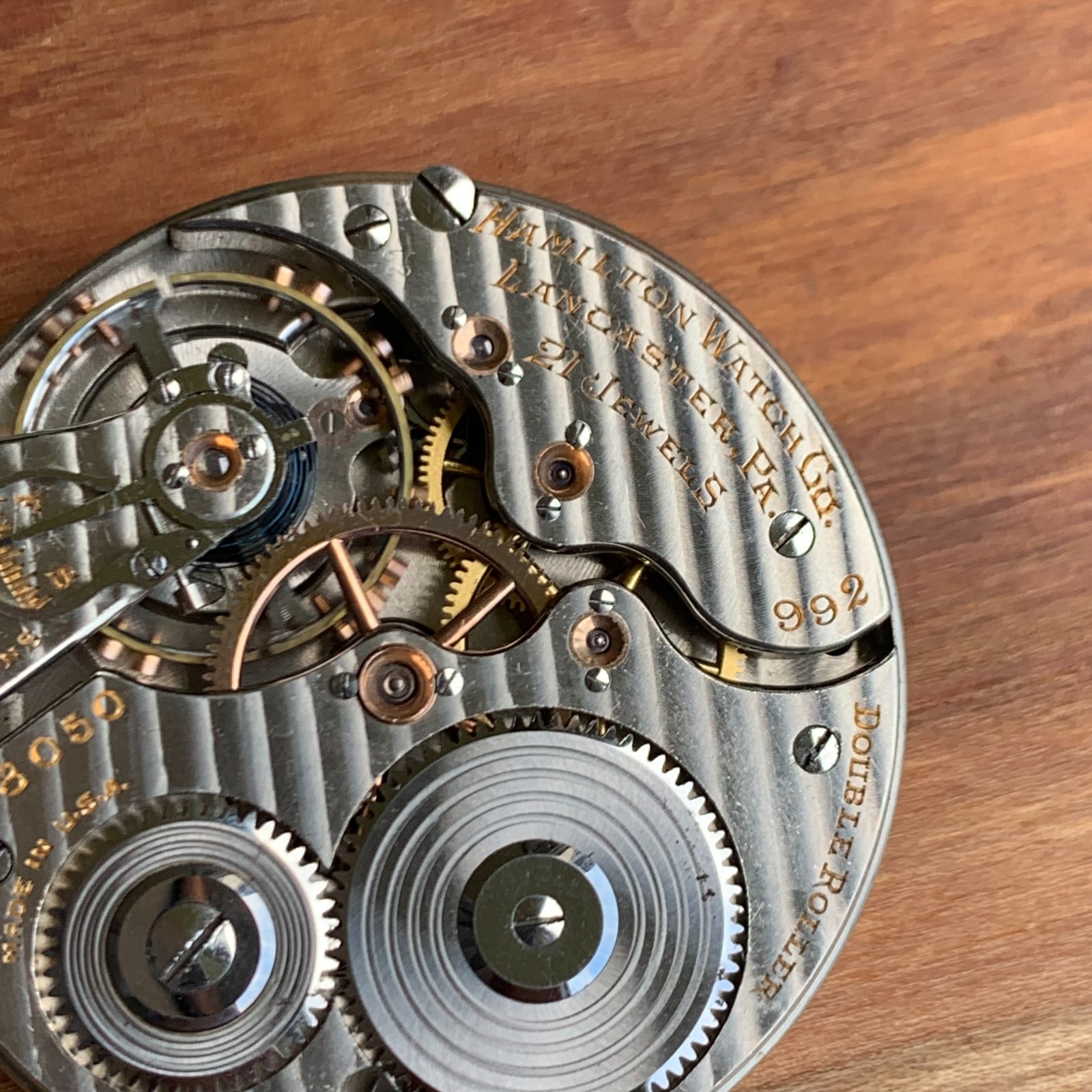 1925 Hamilton Grade 992 16S 21 Jewels Pocket Watch Movement Runs Needs Service
