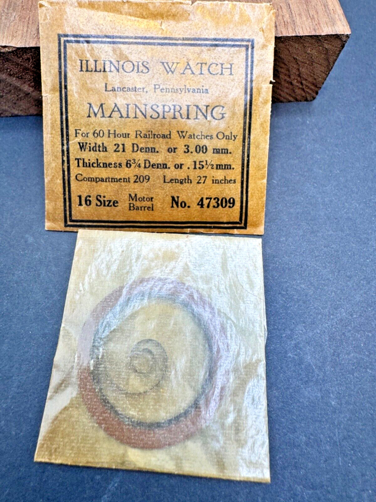 16s Illinois 47309 Mainspring FOR 60 HOUR RAILROAD WATCHES ONLY pocketwatch *m11