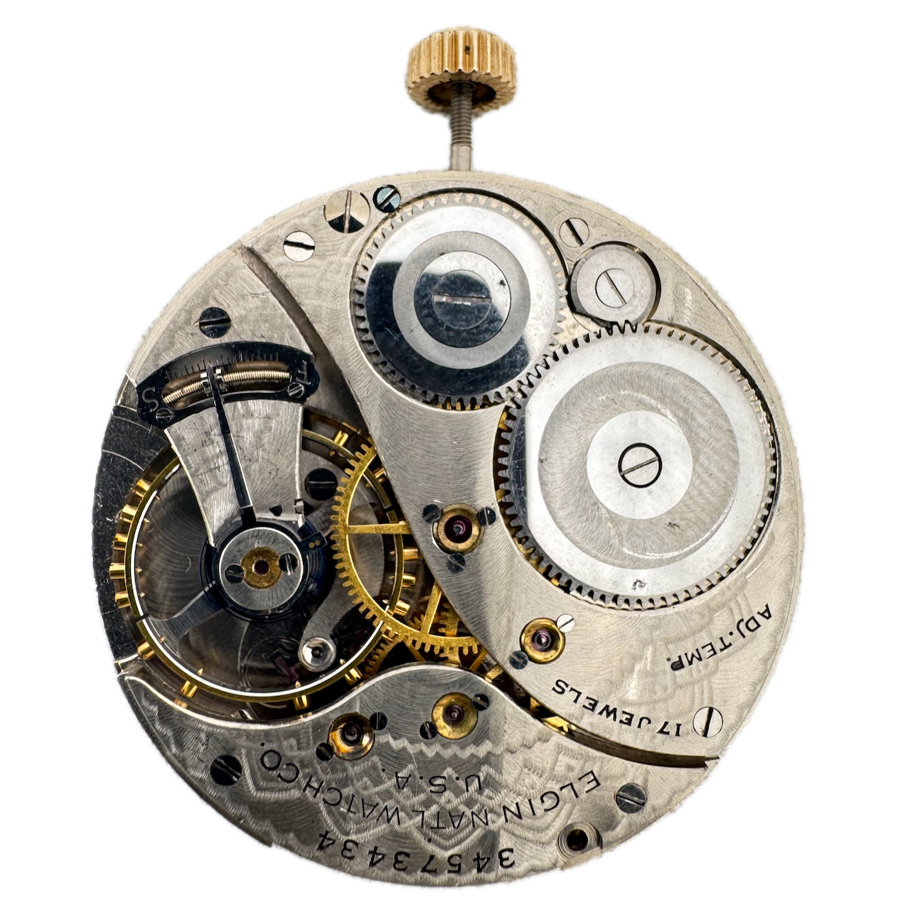 Vintage 12s 1934 Elgin 17 Jewel Mechanical Pocket Watch Movement 495 USA