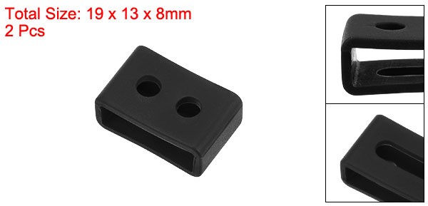 Watch Band Strap Loops Silicone for 16mm Width Watch Band, Black 2 Pcs