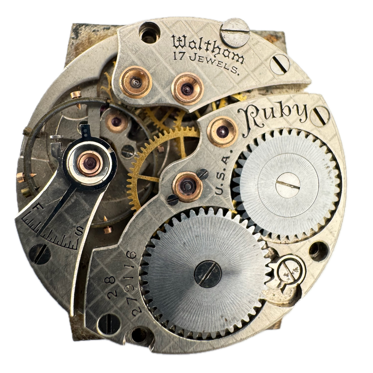 Vintage 25.5mm 1934 Waltham Rectangular Mechanical Wristwatch Movement Ruby USA