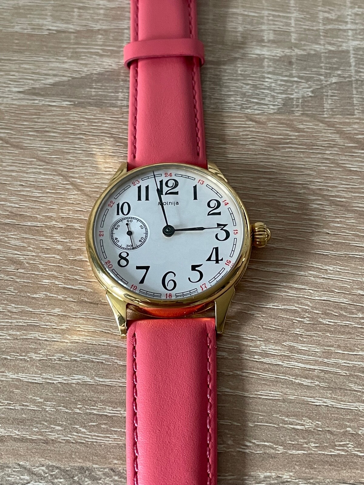 MOLNIA 3602 mechanism USSR steel case nitrid titana mans wristwatch