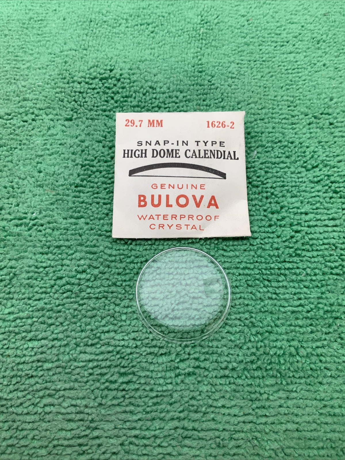 Genuine Bulova Accutron Part # 1626-2, 29.7 mm High Dome Calendial Watch Crystal