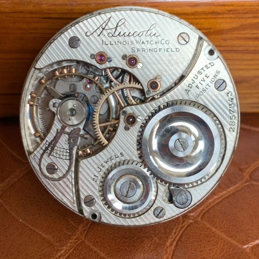 1915 Illinois A. Lincoln 16S 21 Jewels Railroad Grade Pocket Watch Movement Runs