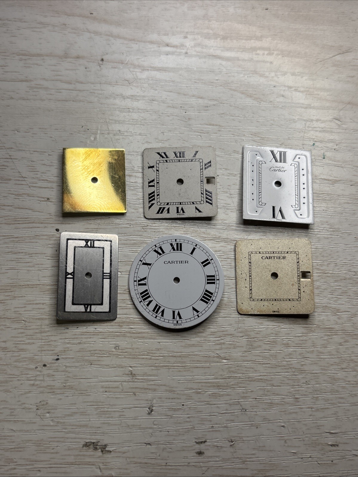 PARTS ONLY Used Vintage Cartier Watch Dial Lot Of 5 Dials. 1 Unbranded