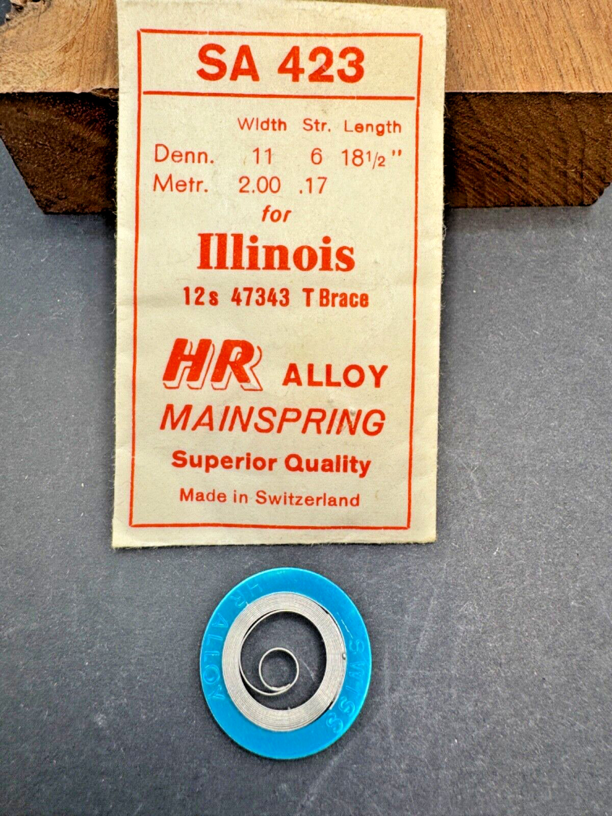 16s Illinois 47343 t brace White Alloy SA 423 Mainspring HR pocketwatch *m10
