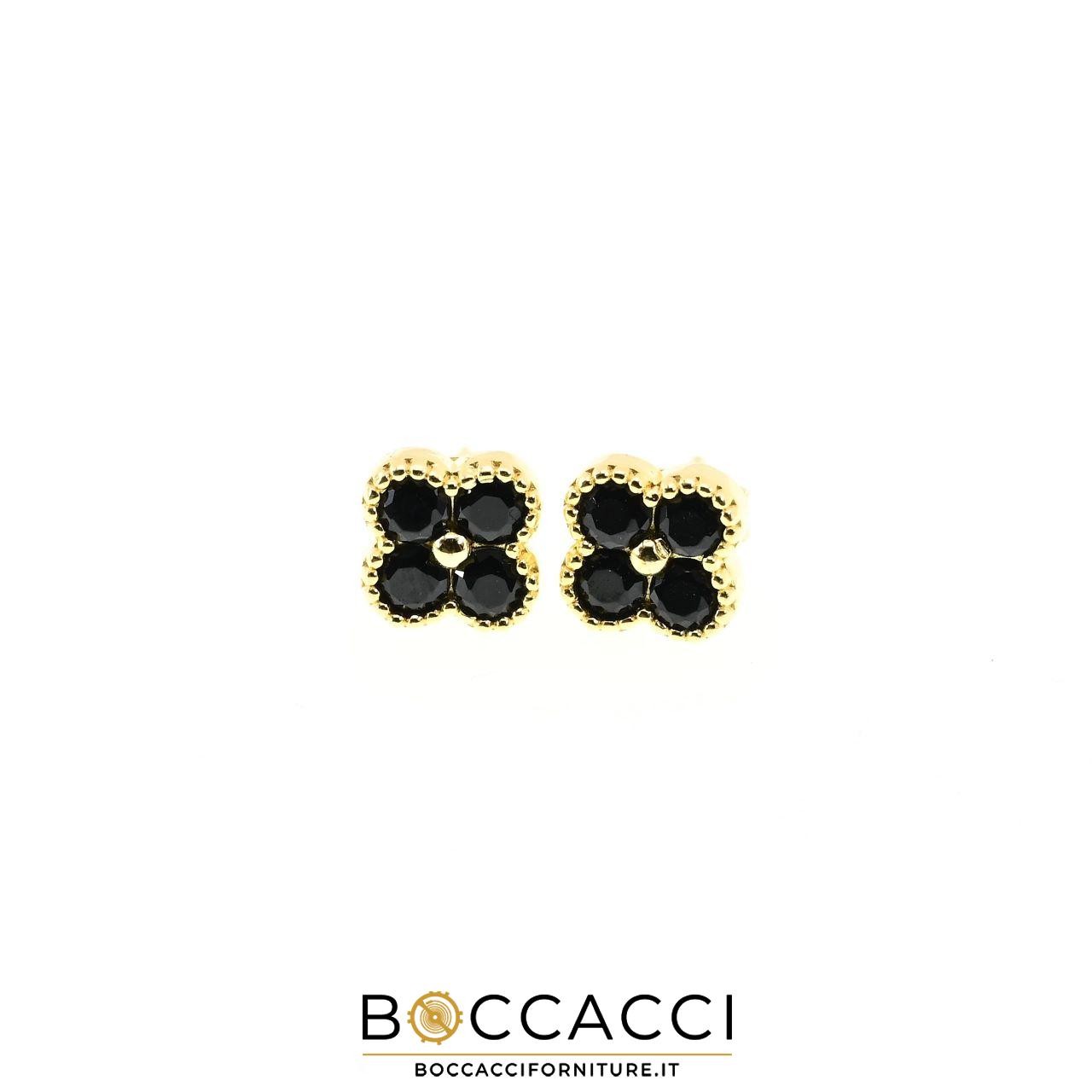 OROQUATTRO GROUP Silver Earrings With Black Gemstones (NEW)