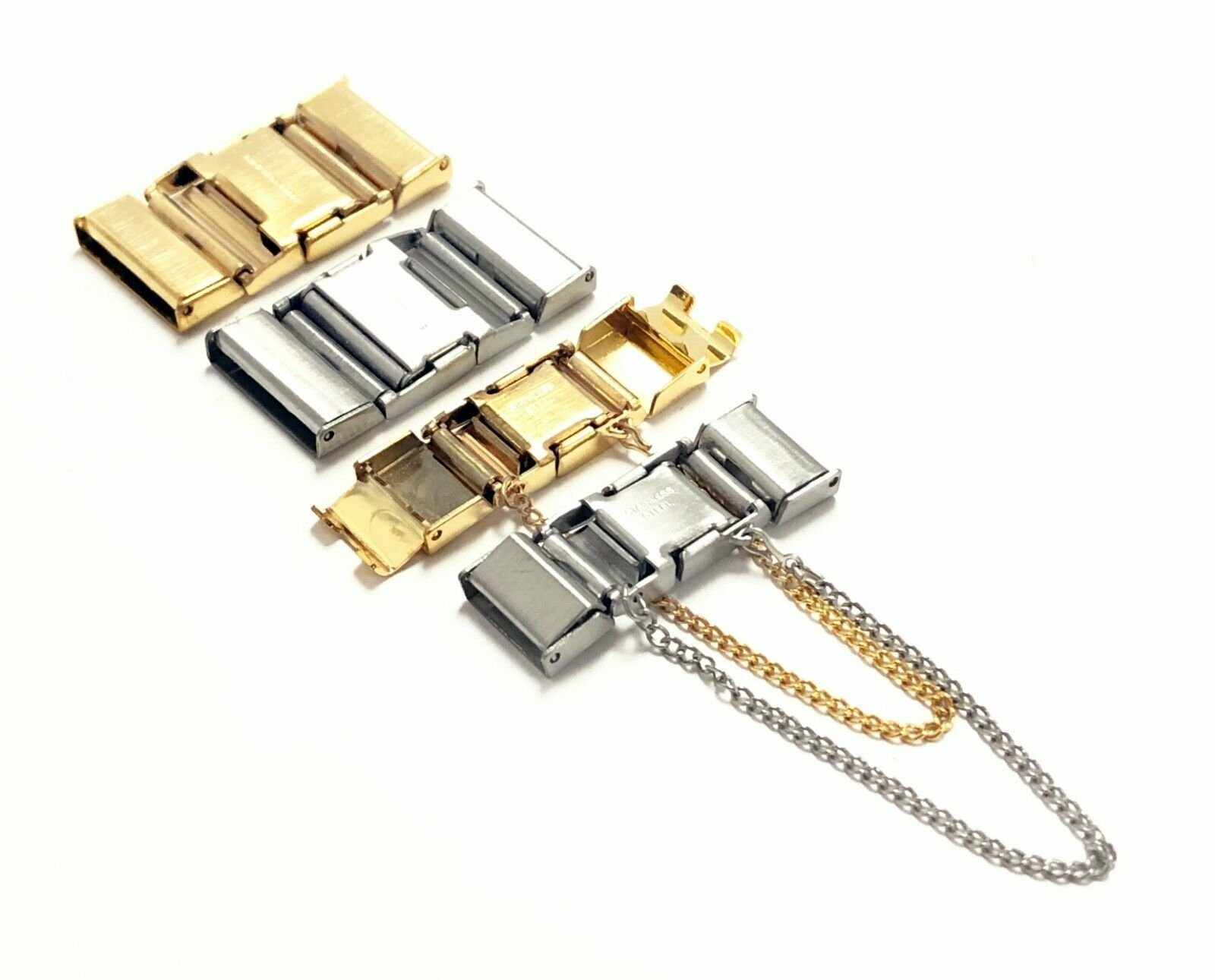 10 Metal Watch Band Parts Stainless Steel Center Catch Link Gold Plated & Silver
