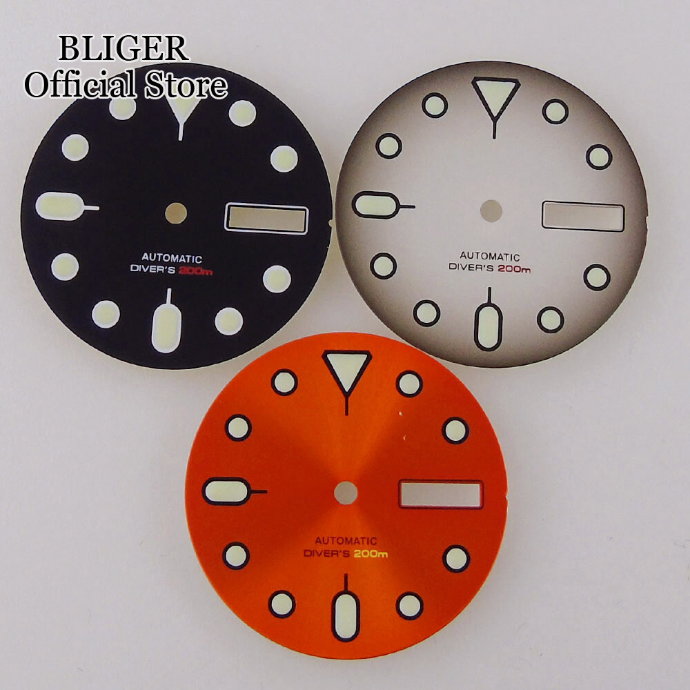 29mm Mod Watch Dial Black Gray Orange Fit NH36 Movement for 3H 3.8H 4.1H o’clock