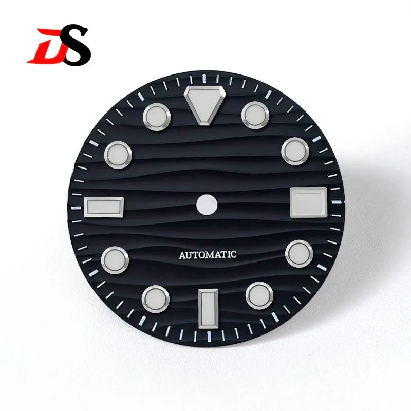 Wave 28.5mm Dial 3 O’clock Date Blue Lume NH35 Movement Black Lume