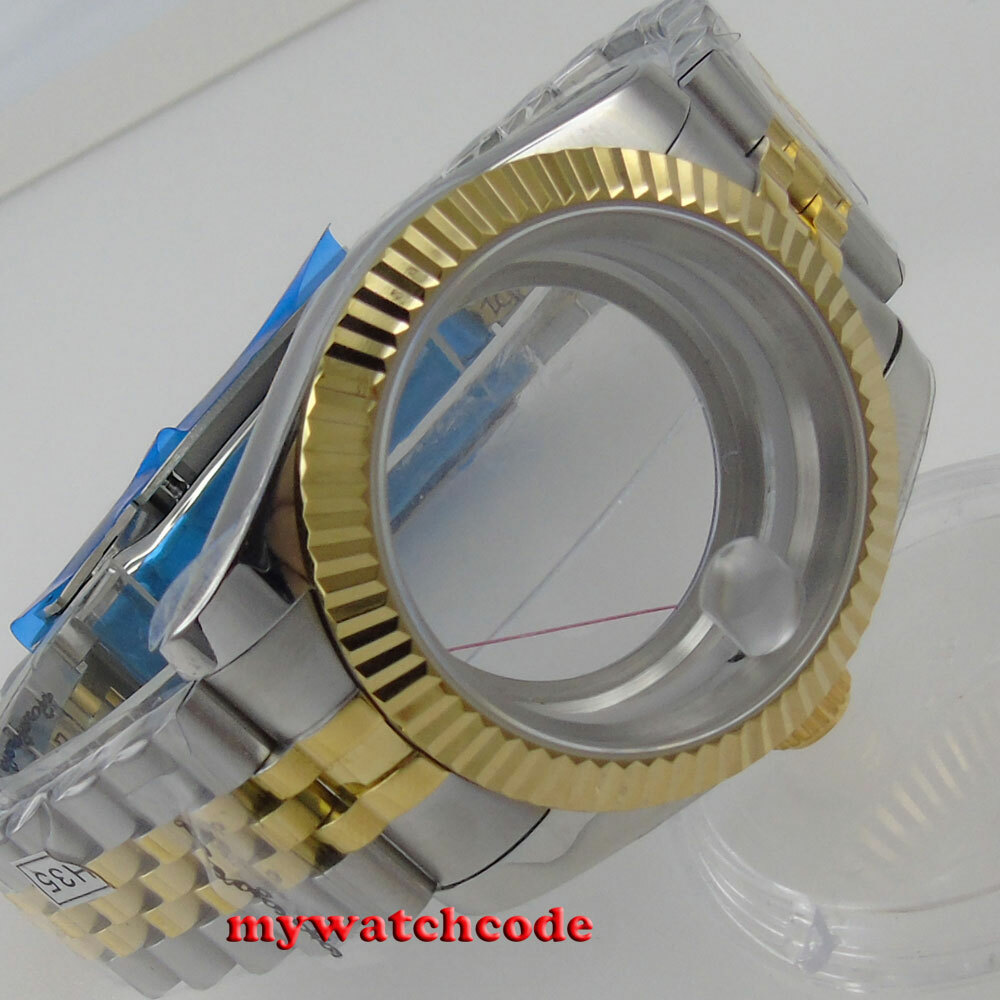 36mm 39mm Sapphire Glass Two Tone Watch Case fit NH35 NH36 miyota 8215 2813 2824