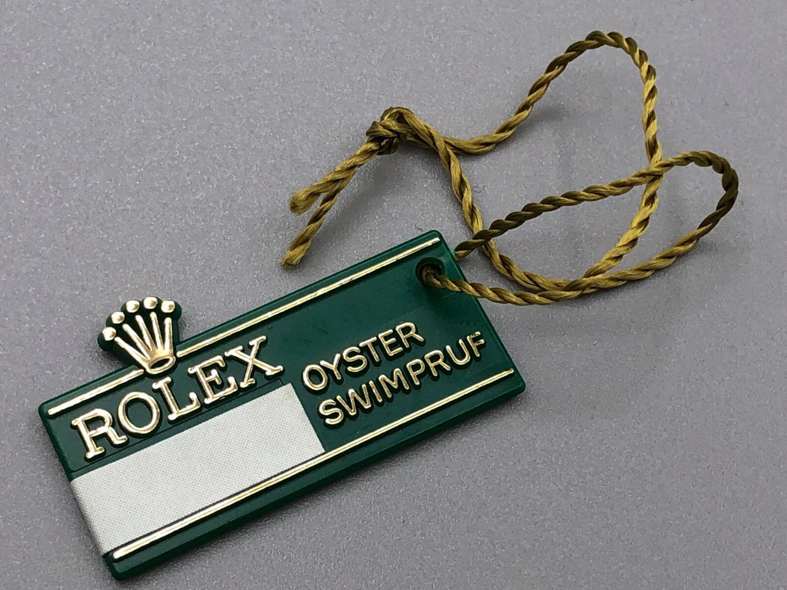 VINTAGE 70s 80s GENUINE BIG CROWN ROLEX OYSTER SWIMPRUF GREEN HANG TAG