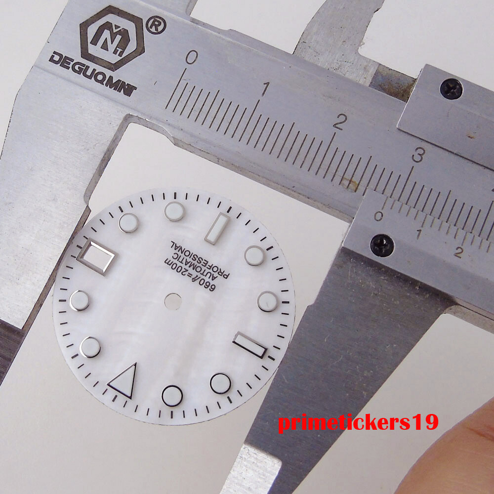 28.5mm Watch Dial Sterile Shell Face Date Hands Set Green Lume Fit NH35 Movement