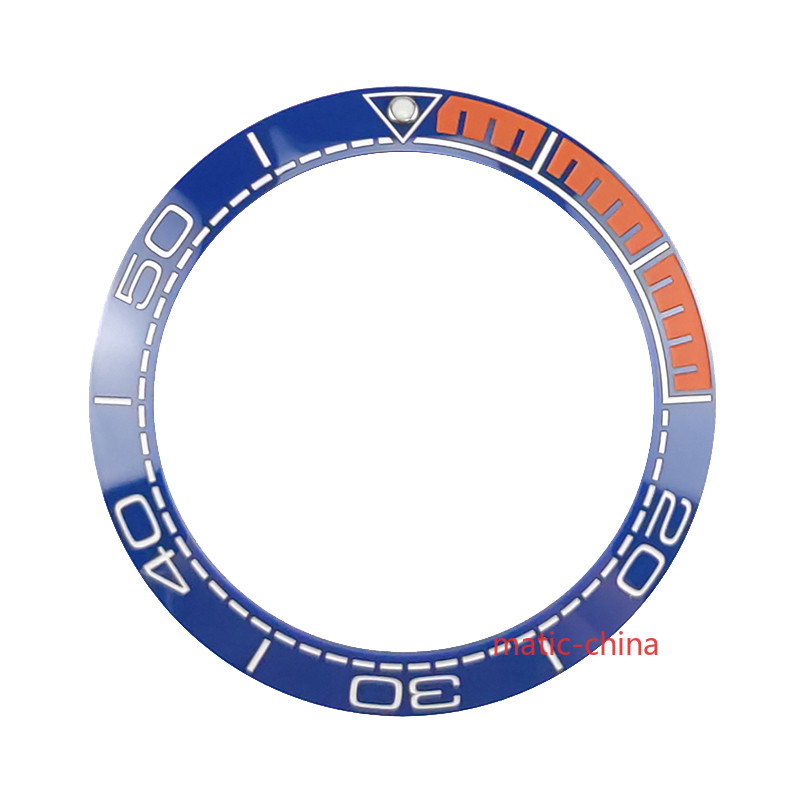41.5mm Blue Ceramic Bezel Insert Fit Sea Master Phelps Style Watch Luminous Pip