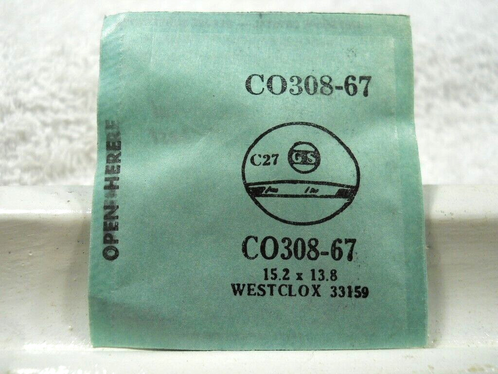 GS CO308-67 Watch Crystal Fit Westclox 33159 – 15.2 x 13.8 mm Replacement Repair