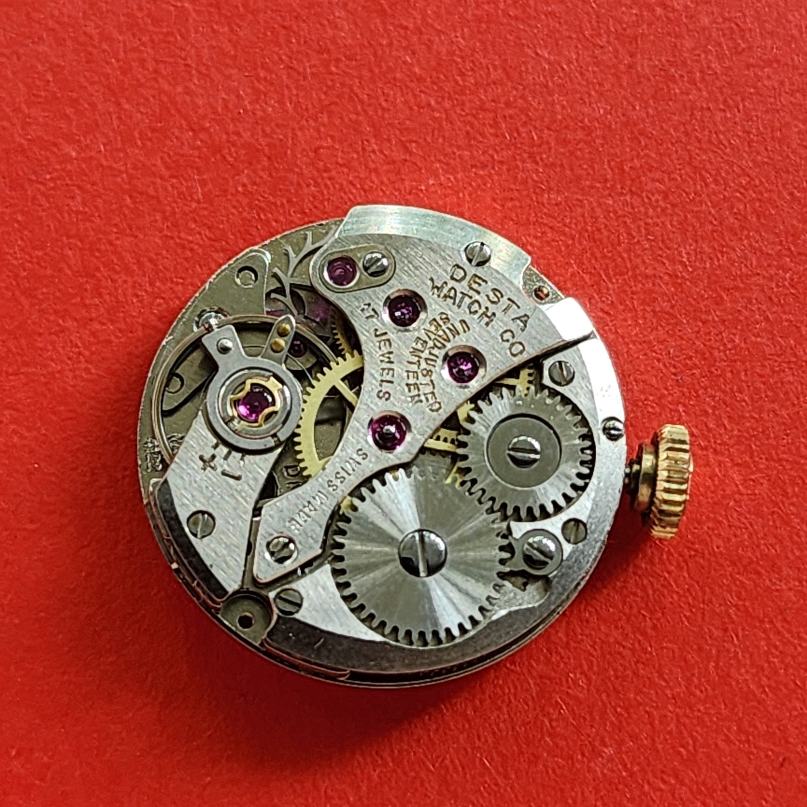 Felsa 4122 Watch Movement Cal F4122 Manual Balance Wheel Crown Stem Delta