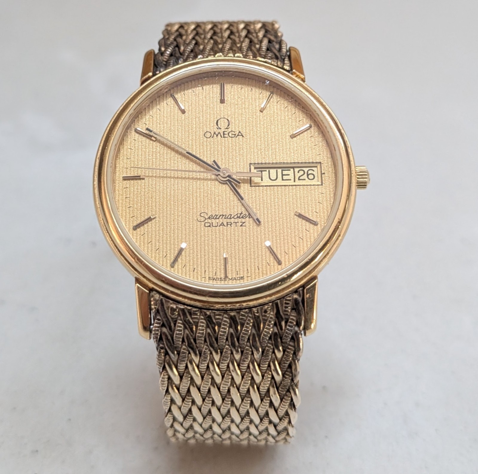 Vintage Omega Seamaster Quartz 1437–Gold Plated–Clean Dial–For PARTS OR REPAIR