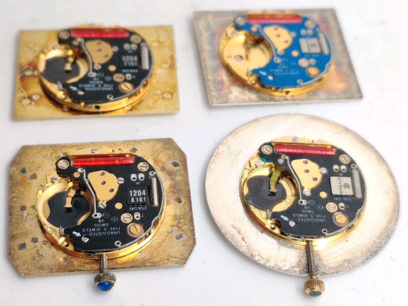Lot Of 4 ETA 256.041 Swiss quartz movements For Repair