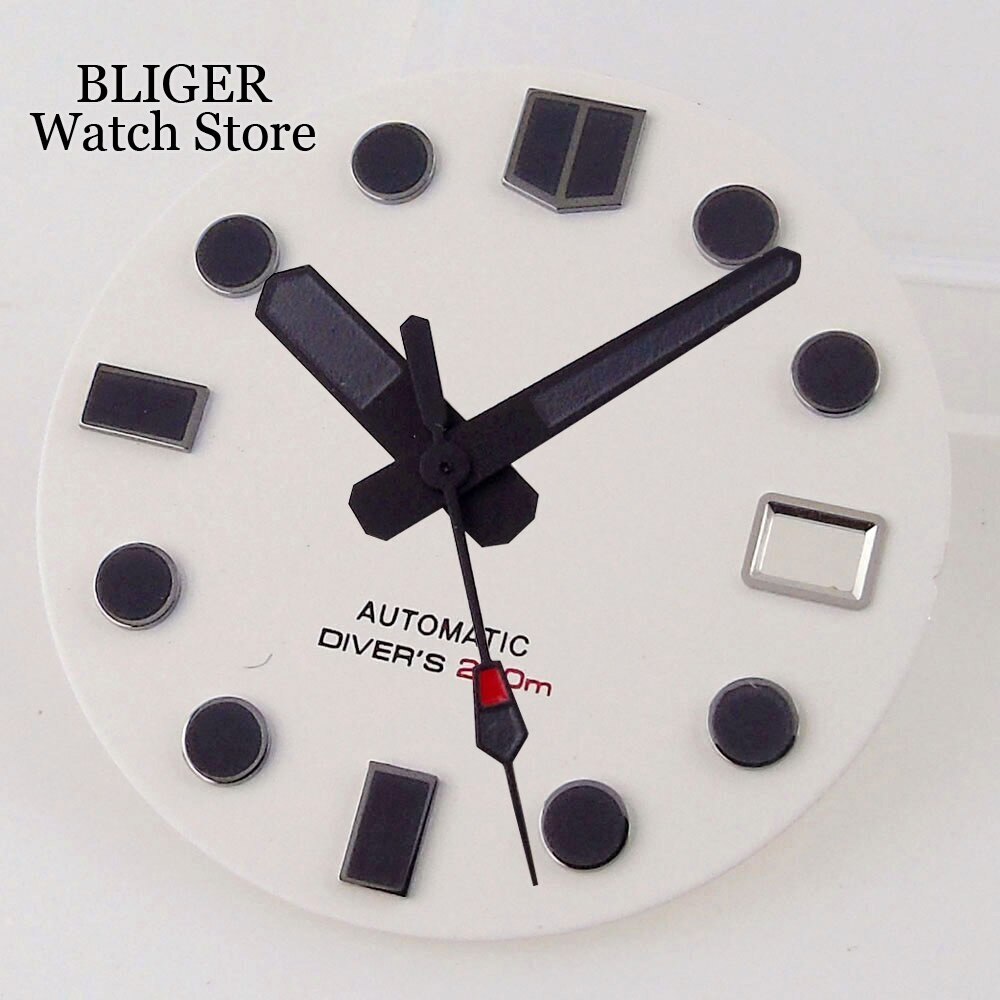 29mm Fit NH35 NH35A Watch Dial Black White Men Watch Lume Parts Accessories Set
