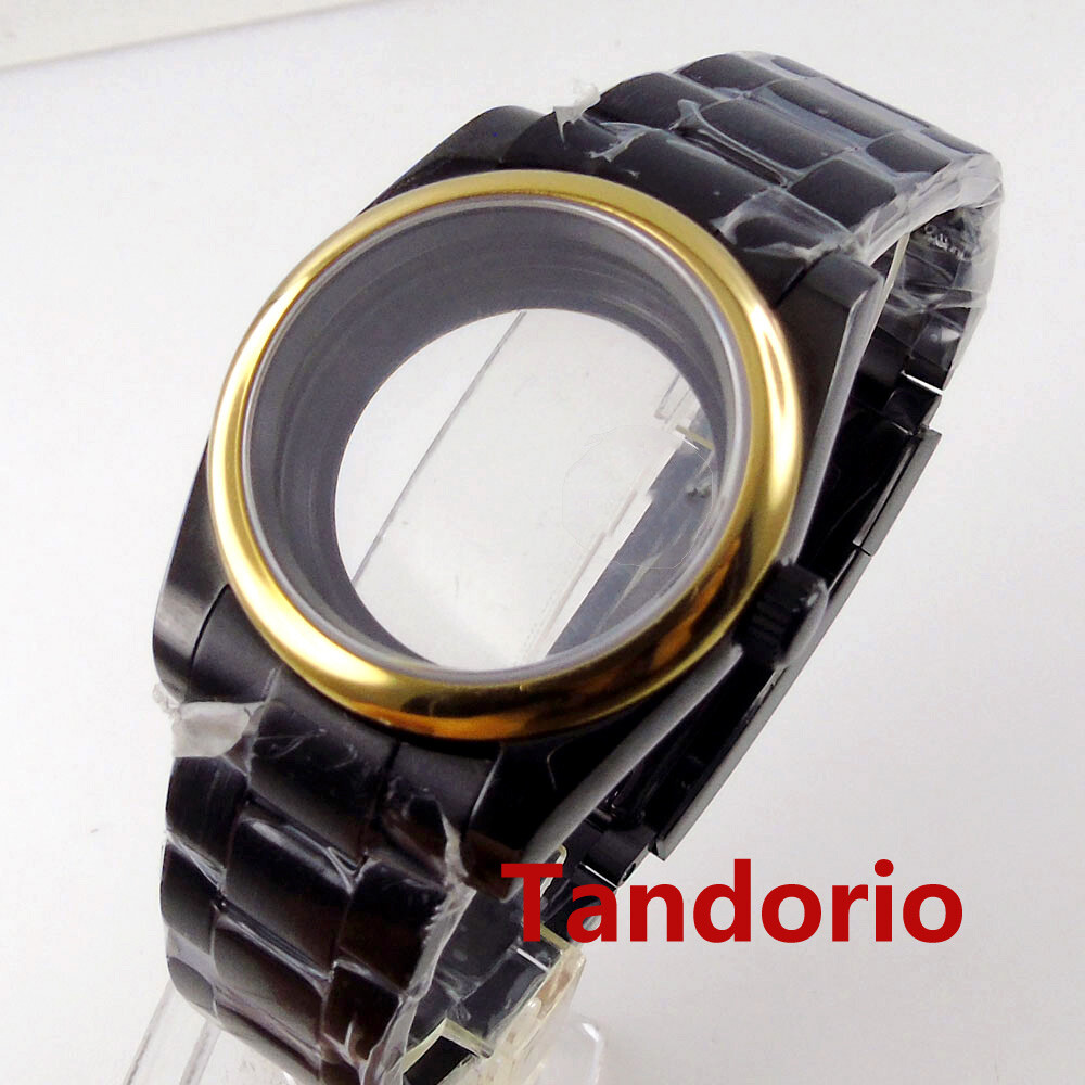 36mm/39mm Black Gold Watch Case Sapphire Glass Fit NH35 NH36 ETA2824 2836