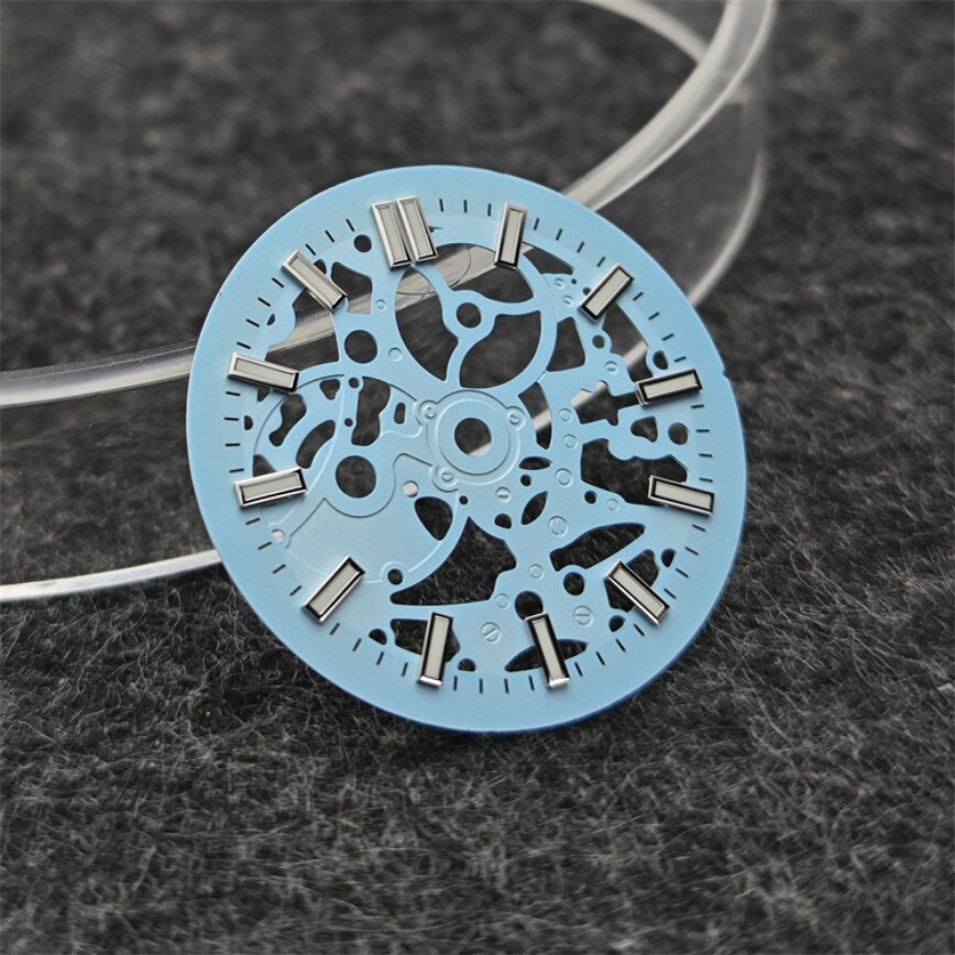 NH70 Dial 29.8mm Openworked Dial + Case + Hand Green Lume for NH70/NH38 Movement
