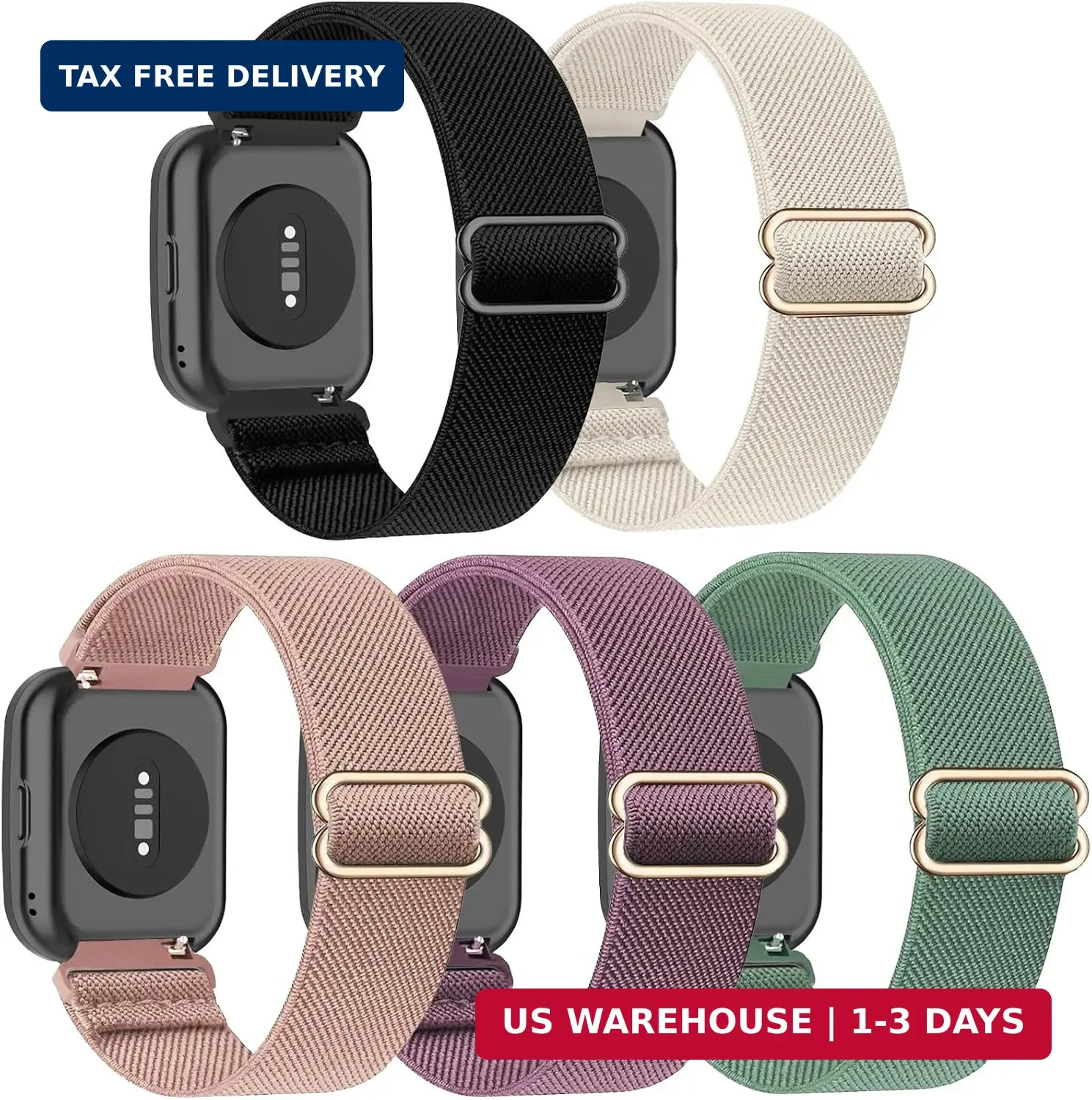 5 Pack Stretchy Watch Bands for Amazfit Bip 6/ Bip 5/GTR 4/GTR 3 Pro/Gtr 3/GTR