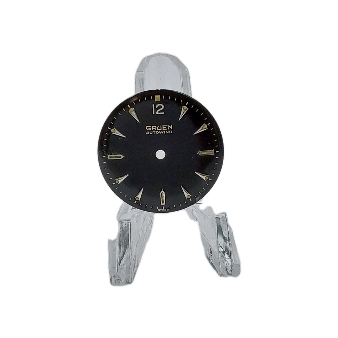Gruen 27.4mm Raised Numbers Black Auto Wind Swiss Wristwatch Dial Only 1911