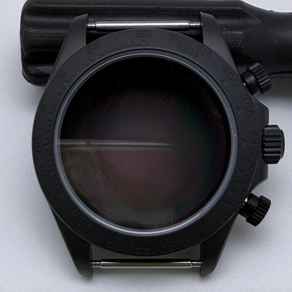 39mm Steel Watch Case Black Sapphire Glass Bezel For VK63 Movement Mod Parts