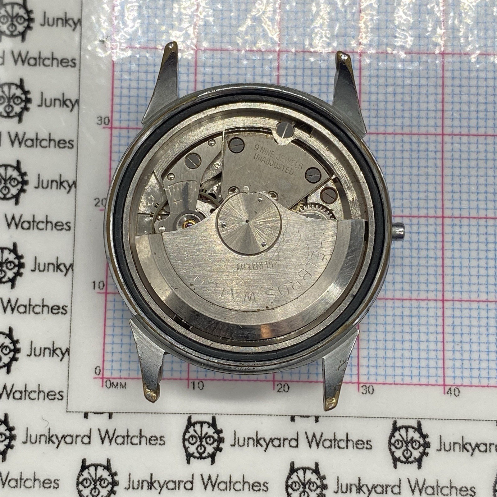 Helbros Self-Winding 48 Otero Watch Movement Repair Parts Spare 9 Jewels Germany