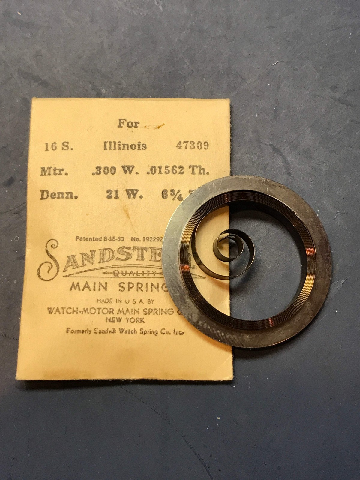 Sandsteel Mainspring for Illinois 16s 60hr RR No. 47309 – Steel