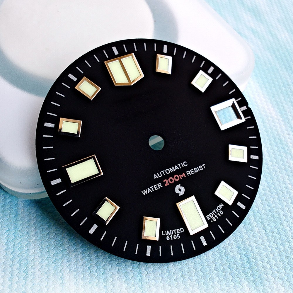 28.5mm dial with C3 luminescent coating, for NH35 dive watch modification