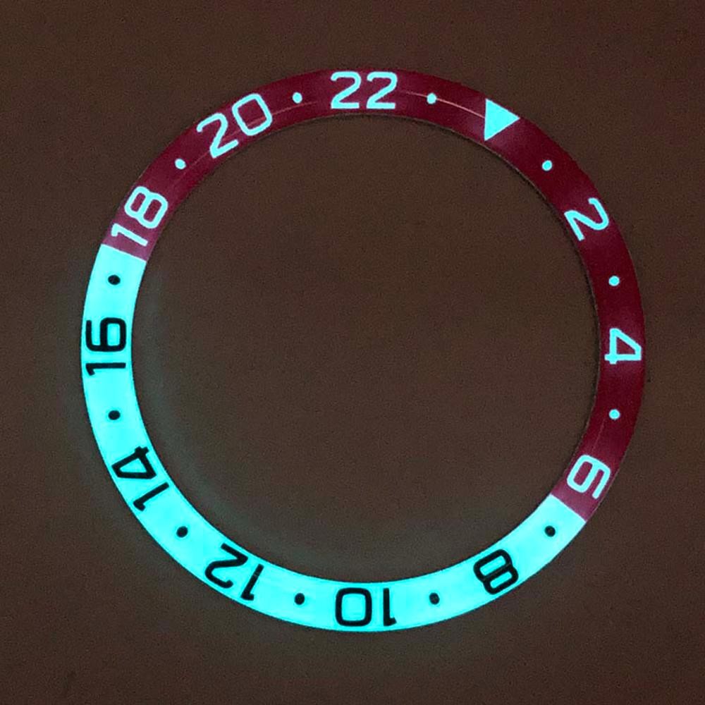 For GMT Watch Case 38MM-31.3MM Aluminum Bezel Blue Luminous Watch Bezel Insert