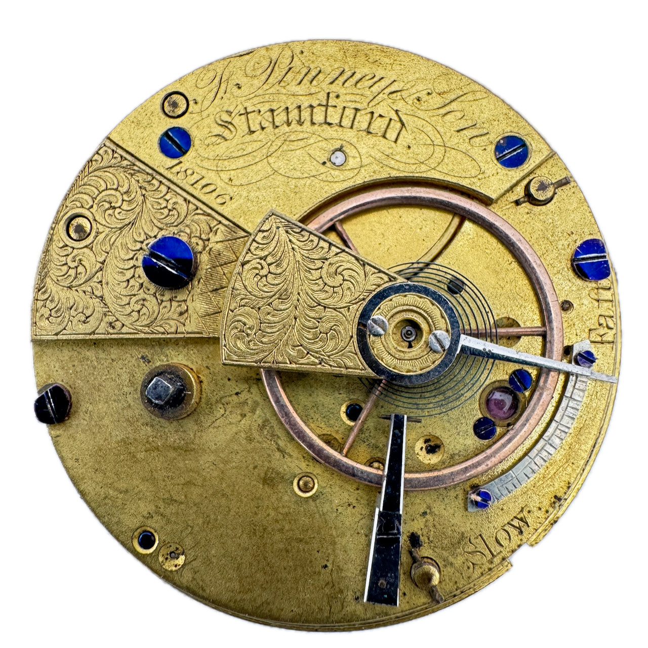Antique 39mm H. Pinney & Son C19th Key Wind Fusee Pocket Watch Movement Britain
