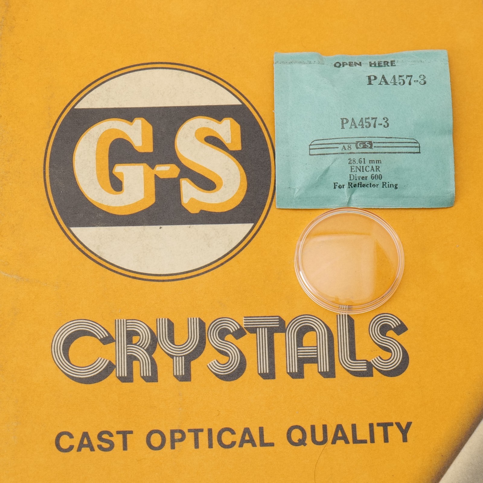 NOS GS Watch Crystal PA457-3 Enicar Diver 600 28.61mm New Old Stock (PA1D16)