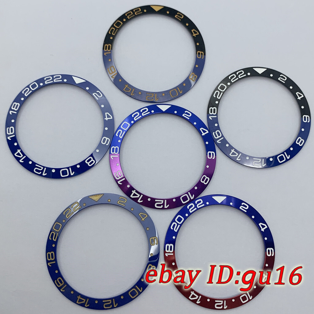 38mm black white blue green red GMT watch bezel insert for 40mm automatic watch