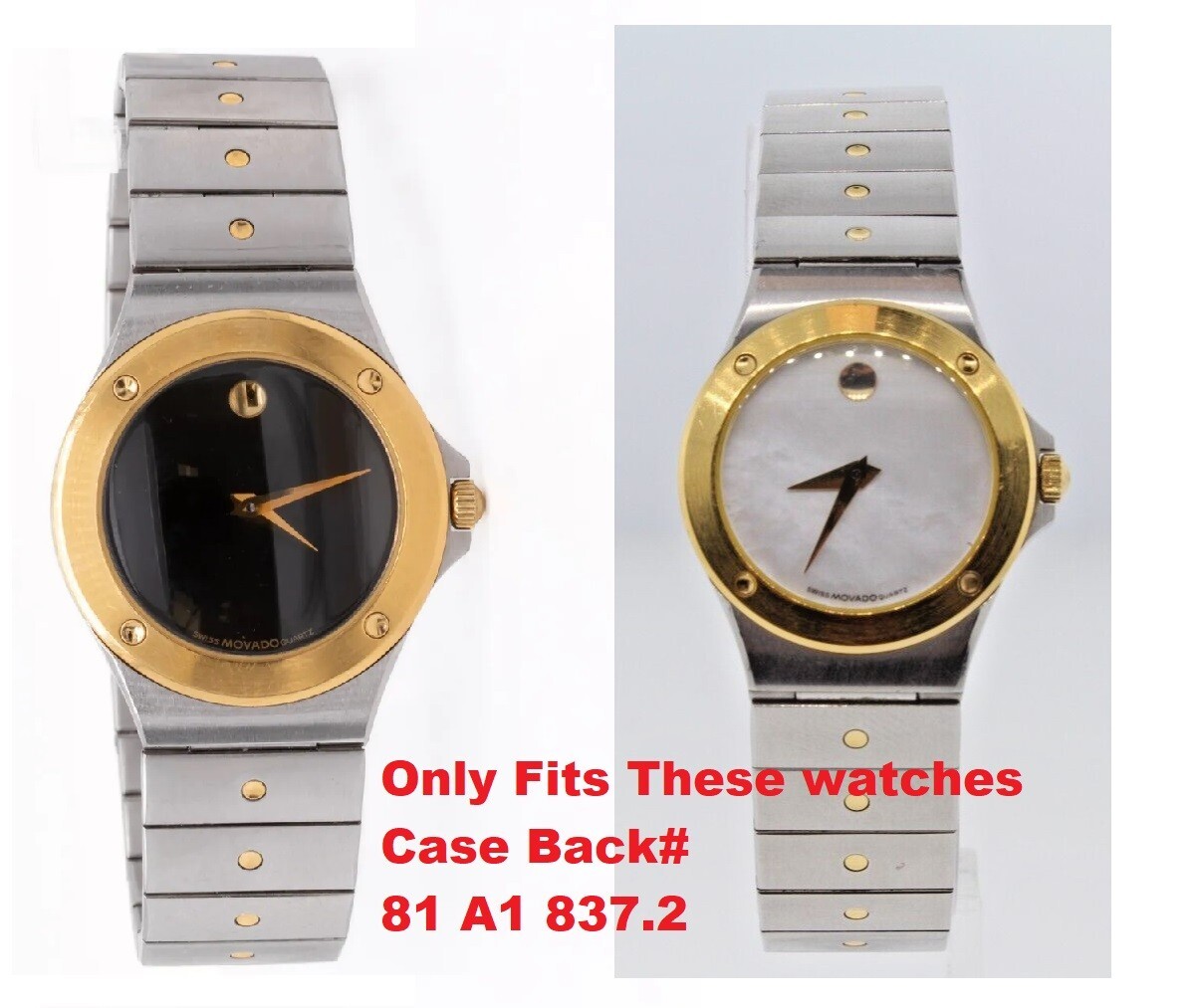 14mm Movado Museum SE Womans Two Tone Watch 81 A2 837.2 Sizing Link