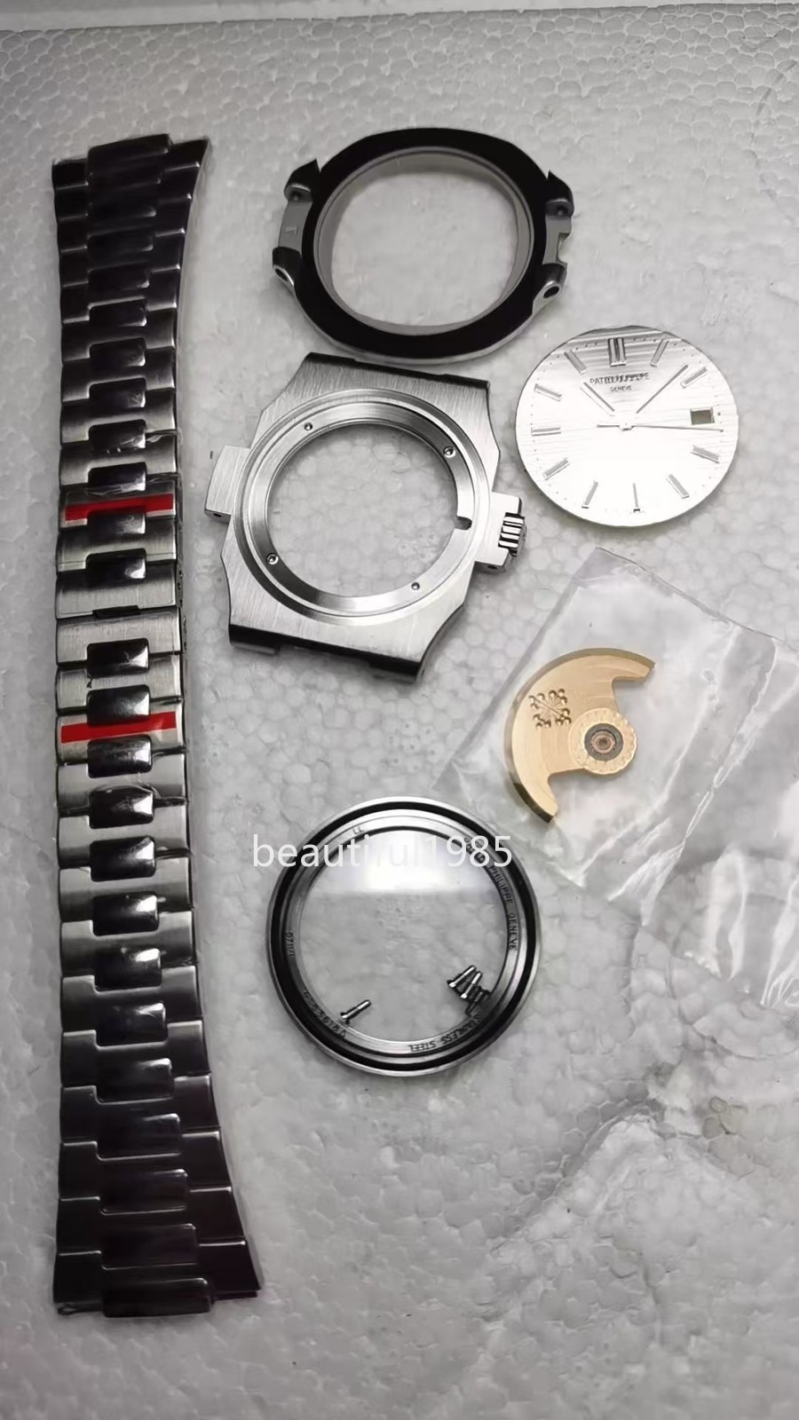 DIY Watch Part Kit for 2824 Nautilus 40mm SS Watch Case+Dial+Hands+Steel Strap