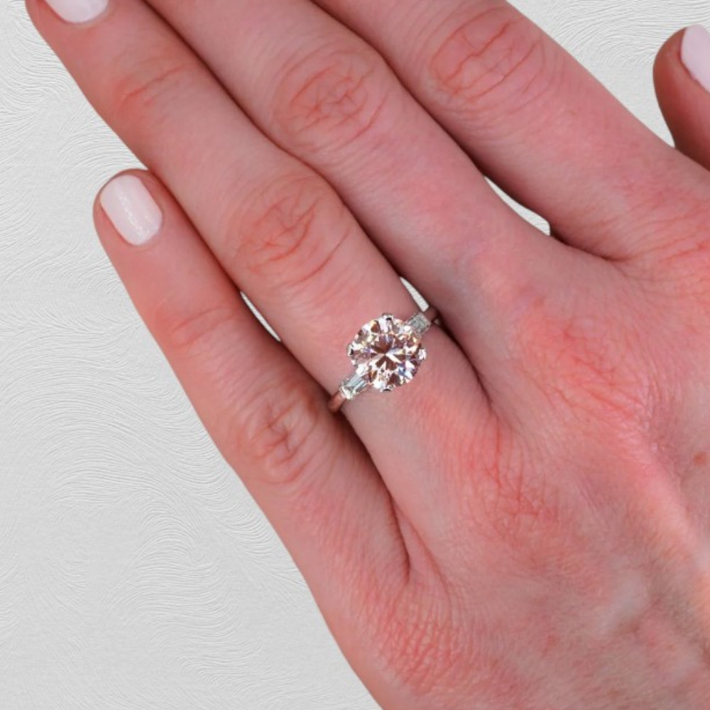 950 Platinum Diamond Ring Semi Mount Setting Round Cut 0.50 Carat Size 5 6 7